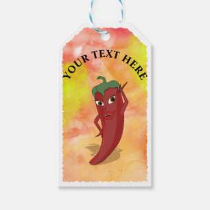 Étiquettes-cadeau Red Hot Pepper Diva sur la peinture aquarelle