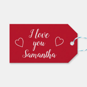 Étiquettes-cadeau Red I Love You Nom personnalisé