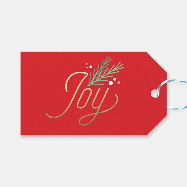 Étiquettes-cadeau Red Joy Faux Foil Noël (Devant (Horizontal))
