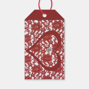 Étiquettes-cadeau Red Lace Motif Valentine's