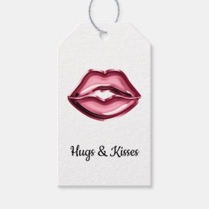 Étiquettes-cadeau Red Lips Kiss Hearts