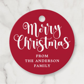 Étiquettes Cadeau Red Merry Christmas name message gift hang tags