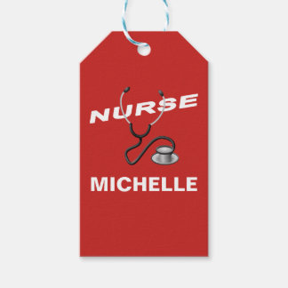 Étiquettes-cadeau RED Nom personnalisable Nurse