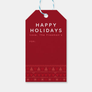 Étiquettes-cadeau Red Nordic Holiday Tags avec Motif Sweater
