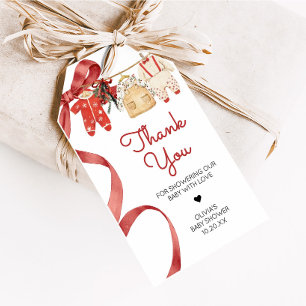 Étiquettes-cadeau Red Père Noël Baby Christmas Baby shower Favoriser