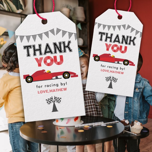 Étiquettes-cadeau Red Race Car Birthday Any Birthday Party  (Créateur téléchargé)