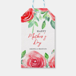 Étiquettes-cadeau Red Rose Fête des Mères Design avec des noms d'enf