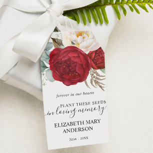 Étiquettes-cadeau Red Rose Floral Seed Packet Memorial Funeral