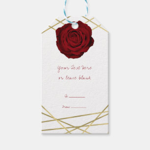 Étiquettes-cadeau Red Rose & Gold Lines Floral Elegant Party Favoris