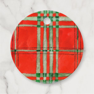 Étiquettes Cadeau RED SCOTT TARTAN Round Tags cadeaux