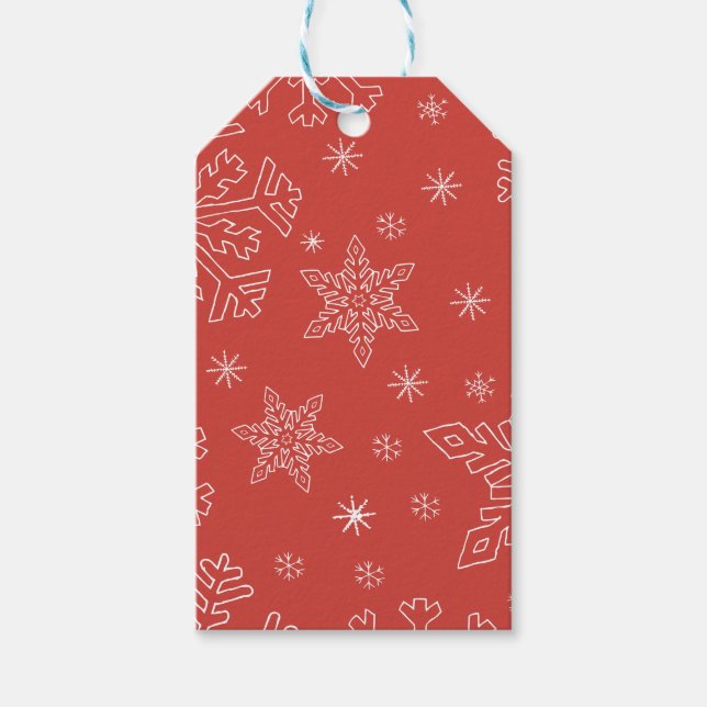 Étiquettes-cadeau Red Snowflake Noël BG Snowflake Boarder (Devant)