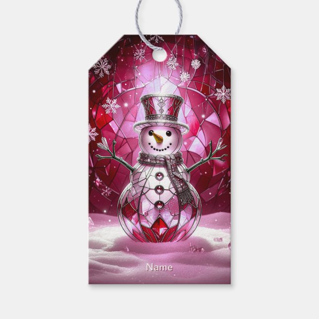 Étiquettes-cadeau Red Snowman Snowflakes Holiday Gift Tag (Devant)