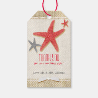 Étiquettes-cadeau Red Starfish Rustic Beach Merci de mariage