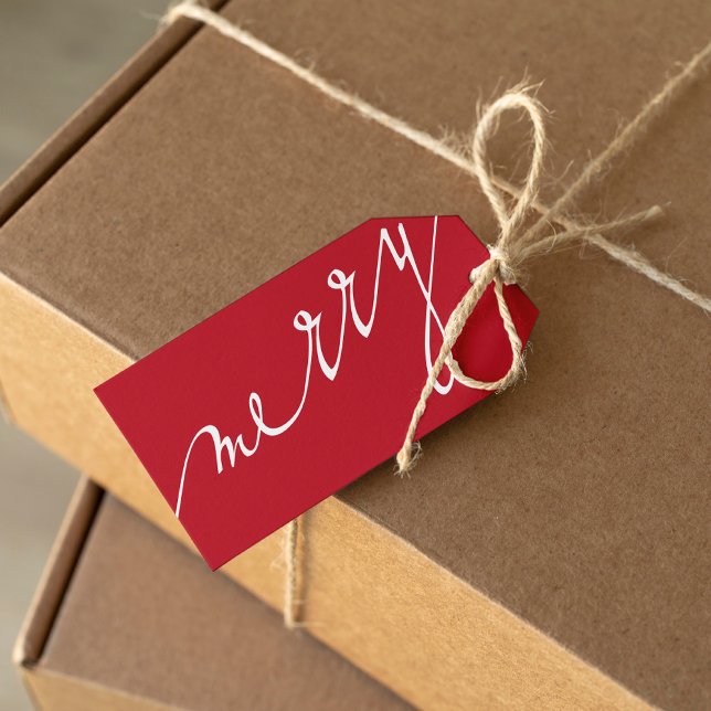 Étiquettes-cadeau Red Very Joyeux Photo personnalisée Noël (Créateur téléchargé)