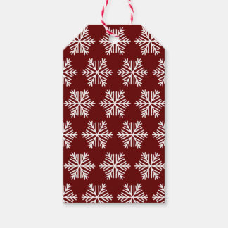 Étiquettes-cadeau Red White Modern Snowflake Christmas Pattern 