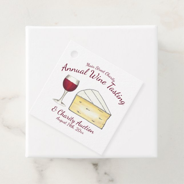 Étiquettes Cadeau Red Wine Glass Brie Cheese Tasting Charity Event (En situation)