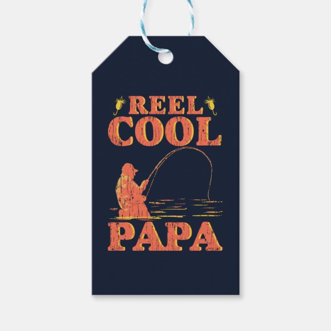 Étiquettes-cadeau Reel Cool Papa Funny Pêche papa Fête des pères (Devant)