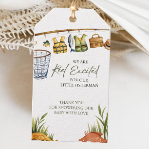 Étiquettes-cadeau Reel Excitée Pêche Thème Baby shower Merci