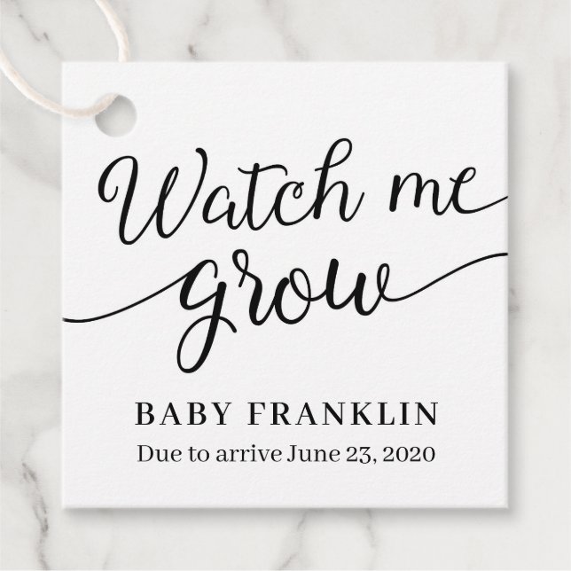 Étiquettes Cadeau Regardez-moi faire pousser des étiquettes, Baby sh (Devant)
