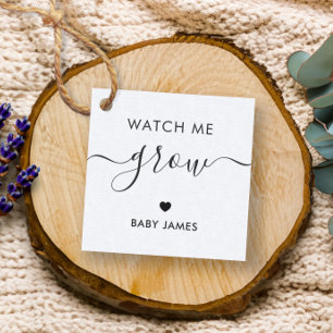 Étiquettes Cadeau Regardez-moi grandir, Baby shower Plante, Kraft