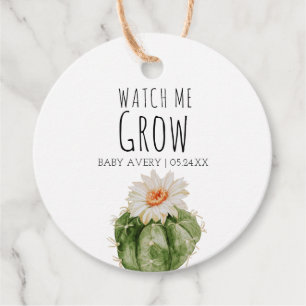 Étiquettes Cadeau Regardez-moi grandir Baby Succulent Baby shower Fa