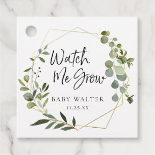 Étiquettes Cadeau Regardez-moi grandir Eucalyptus Baby shower Favo