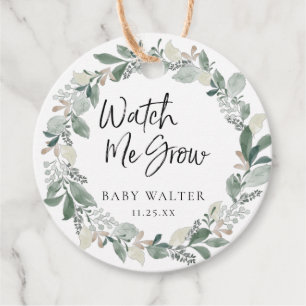 Étiquettes Cadeau Regardez-moi grandir Eucalyptus Baby shower Favo