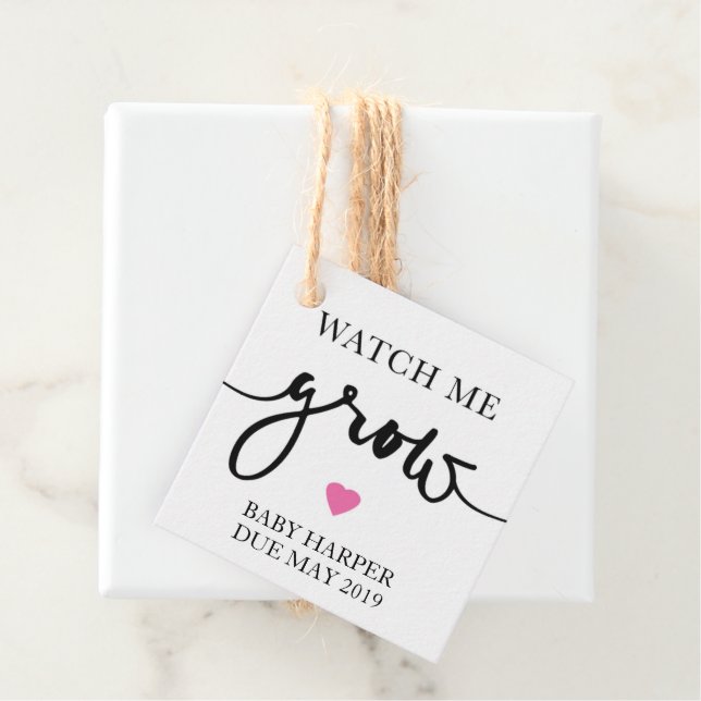 Étiquettes Cadeau Regardez-moi grandir rose Favoriser Baby shower de (En situation)