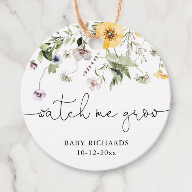 Étiquettes Cadeau Regardez-moi pousser Fleur sauvage lavande fleurie (Devant)