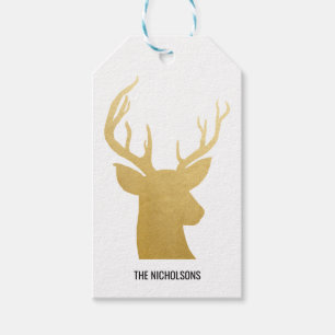 Étiquettes-cadeau Reindeer   Antler   Faux Gold Foil   Vacances