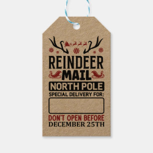 Étiquettes-cadeau Reindeer Mail Delivery Pôle Nord Noël
