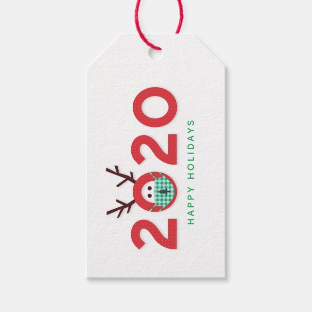 Étiquettes-cadeau Reindeer Masqué Humoristique 2020 Fêtes Personnali (Devant)