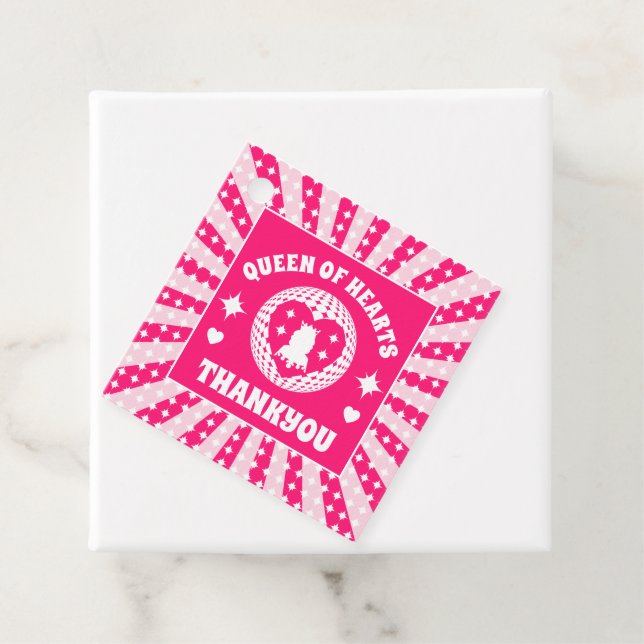 Étiquettes Cadeau Reine Des Coeurs Rose Rétro Anniversaire (En situation)