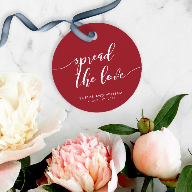 Étiquettes Cadeau Relax Script Épandez l'Amour Mariage Couleur Perso (Créateur téléchargé)