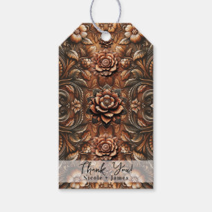 Étiquettes-cadeau Relief Cuir Faux Fleurs Style Vintage