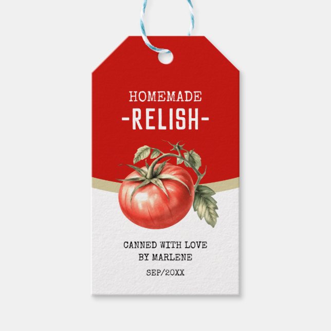 Étiquettes-cadeau Relish de tomates fait maison avec tomate rouge (Devant)