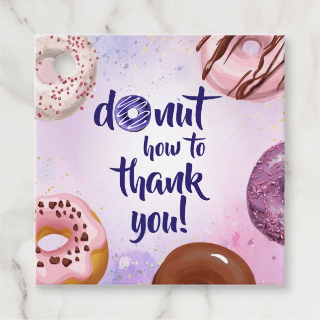 Étiquettes Cadeau Remerciement Aquarelle Donut (Devant)