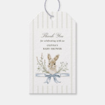 Remerciement Baby Shower Bunny Blue Bow