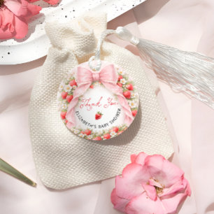 Étiquettes Cadeau Remerciement Baby Shower Coquette Ruban Fraise