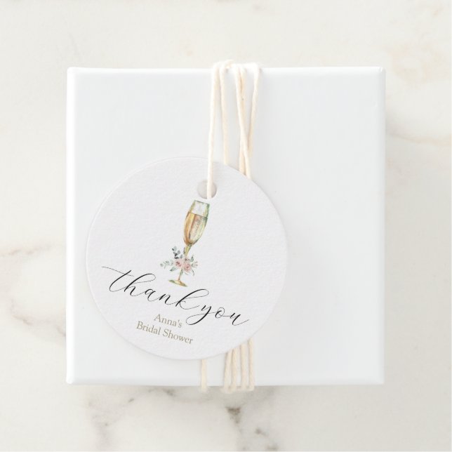 Étiquettes Cadeau Remerciement Brunch et Champagne Pétillant (En situation)