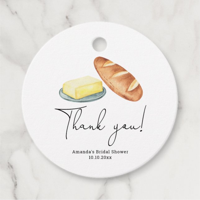 Étiquettes Cadeau Remerciement de Baby Shower Beurre Ensemble (Devant)