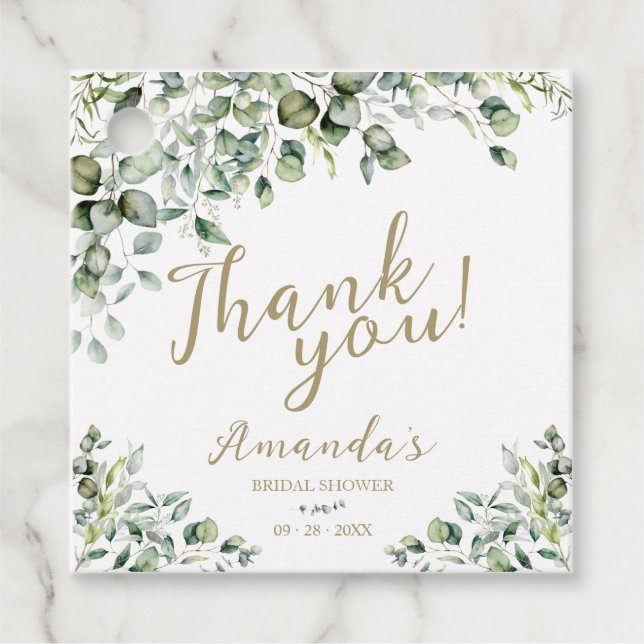 Étiquettes Cadeau Remerciement de Baby Shower de Mariage de Verdure  (Devant)