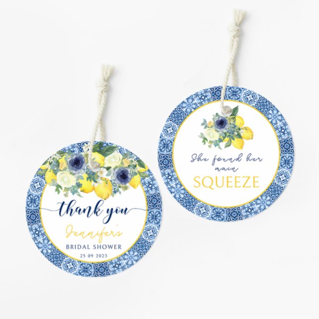 Étiquettes Cadeau Remerciement de douche de mariage bleu italien méd (Créateur téléchargé)