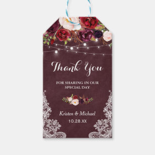 Étiquettes-cadeau Remerciement de faveur de mariage en dentelle flor