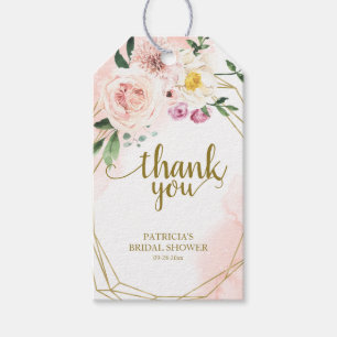 Étiquettes-cadeau Remerciement de faveur géométrique floral rose Gol