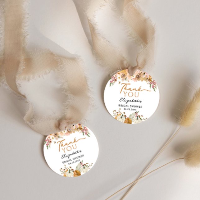 Étiquettes Cadeau Remerciement de Fête de Fiançailles de Fleurs d'Au (Créateur téléchargé)