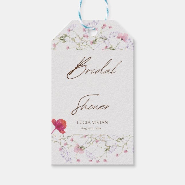 Étiquettes-cadeau Remerciement de Fête de Mariage à l'Aquarelle Fleu (Devant)