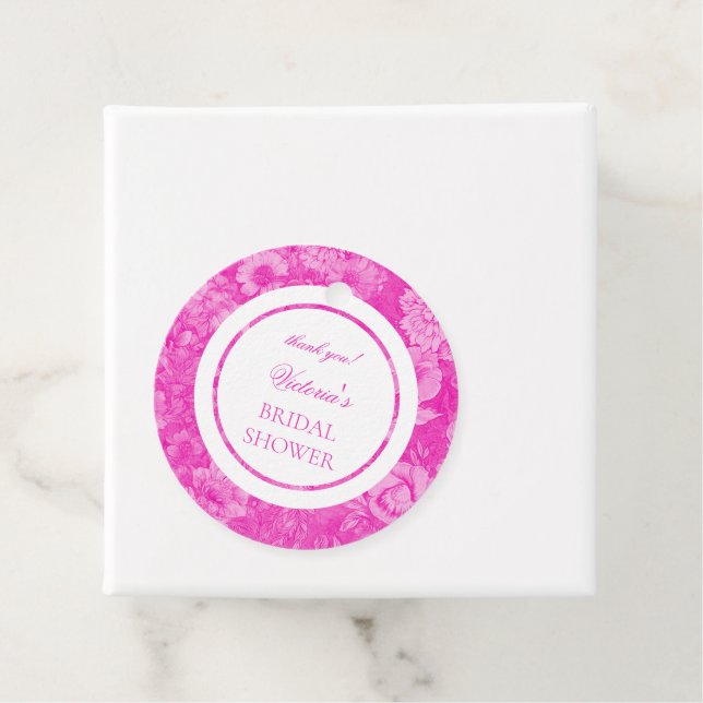 Étiquettes Cadeau Remerciement de Fête de Mariage Florale Rose Clair (En situation)