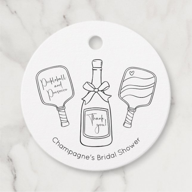 Étiquettes Cadeau Remerciement de Fête de Mariage Prosecco Picklebal (Devant)