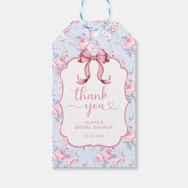 Étiquettes-cadeau Remerciement de Fiançailles Coquette Rose (Devant)